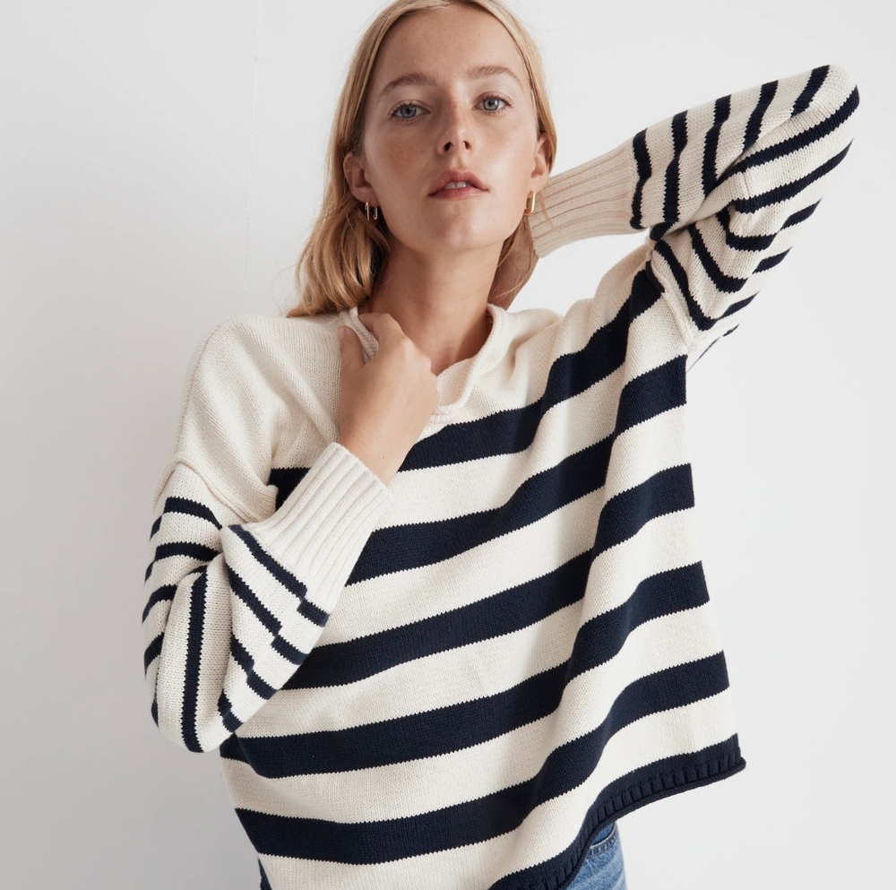 Madewell Conway Pullover black and white striped XS